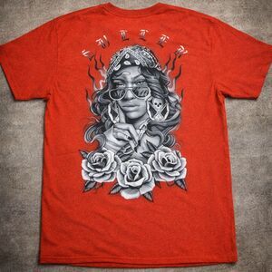 Sullen Art Collective Tee XL Laura Ortiz Red Tattoo Graphic Shirt Double Sided